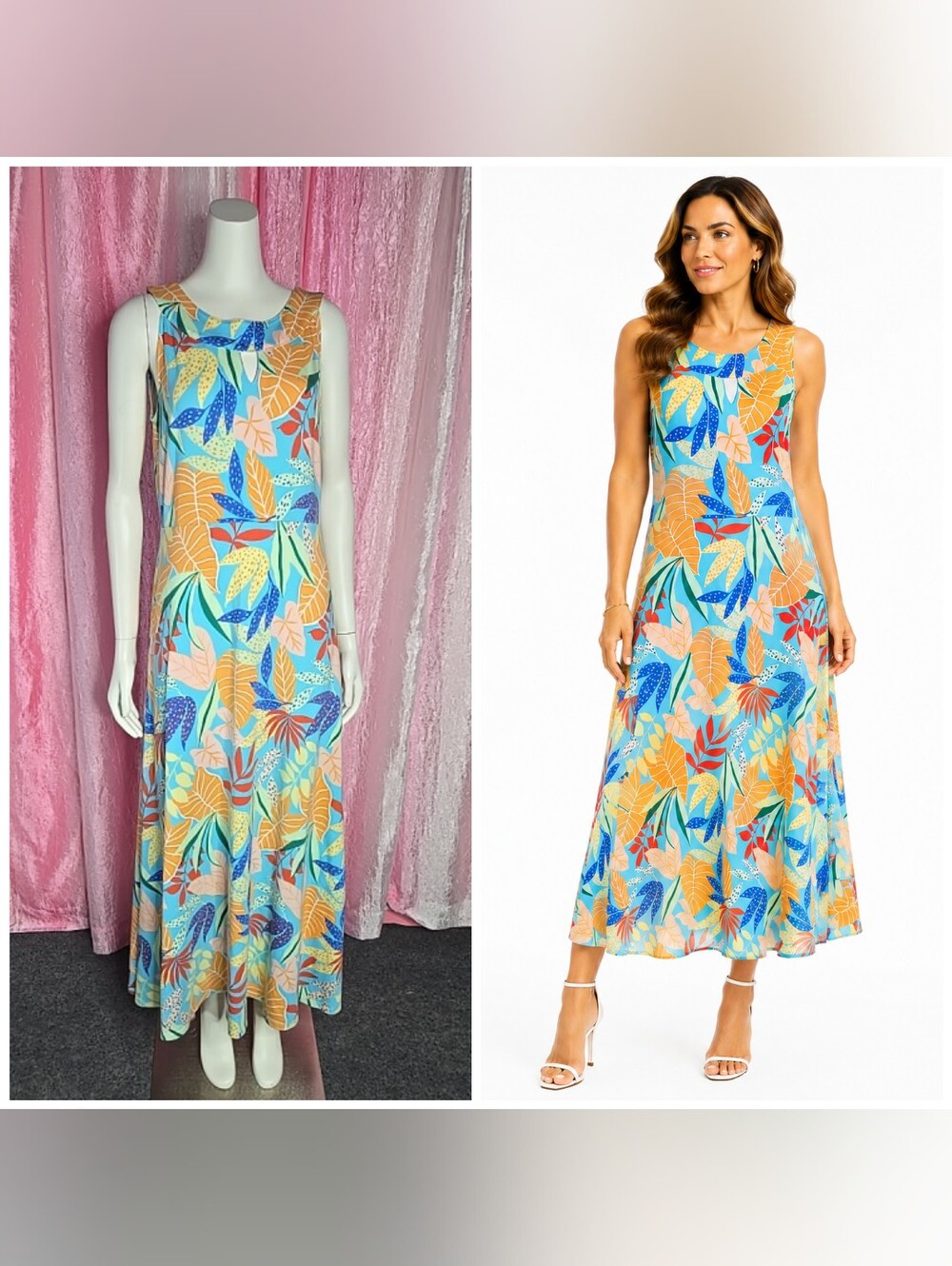 Talbots Tropical Floral Resort Beach Aloha Maxi Dress Size Medium